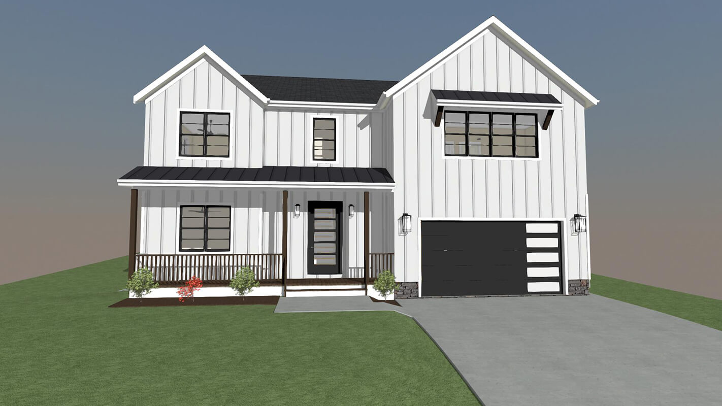 Build your dream home! Custom home design 3D rendering.