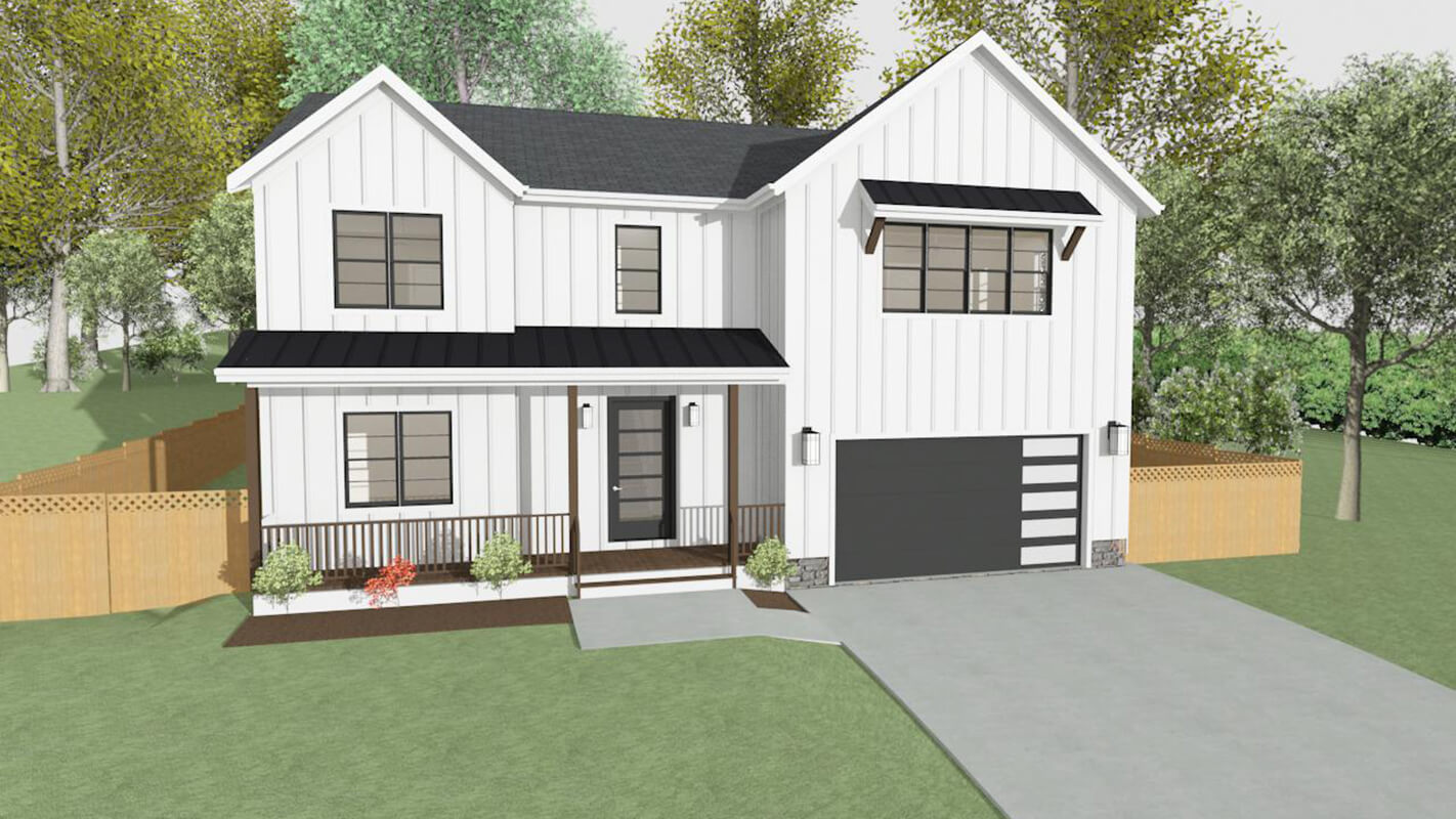 Build your dream home! Custom home design 3D rendering.